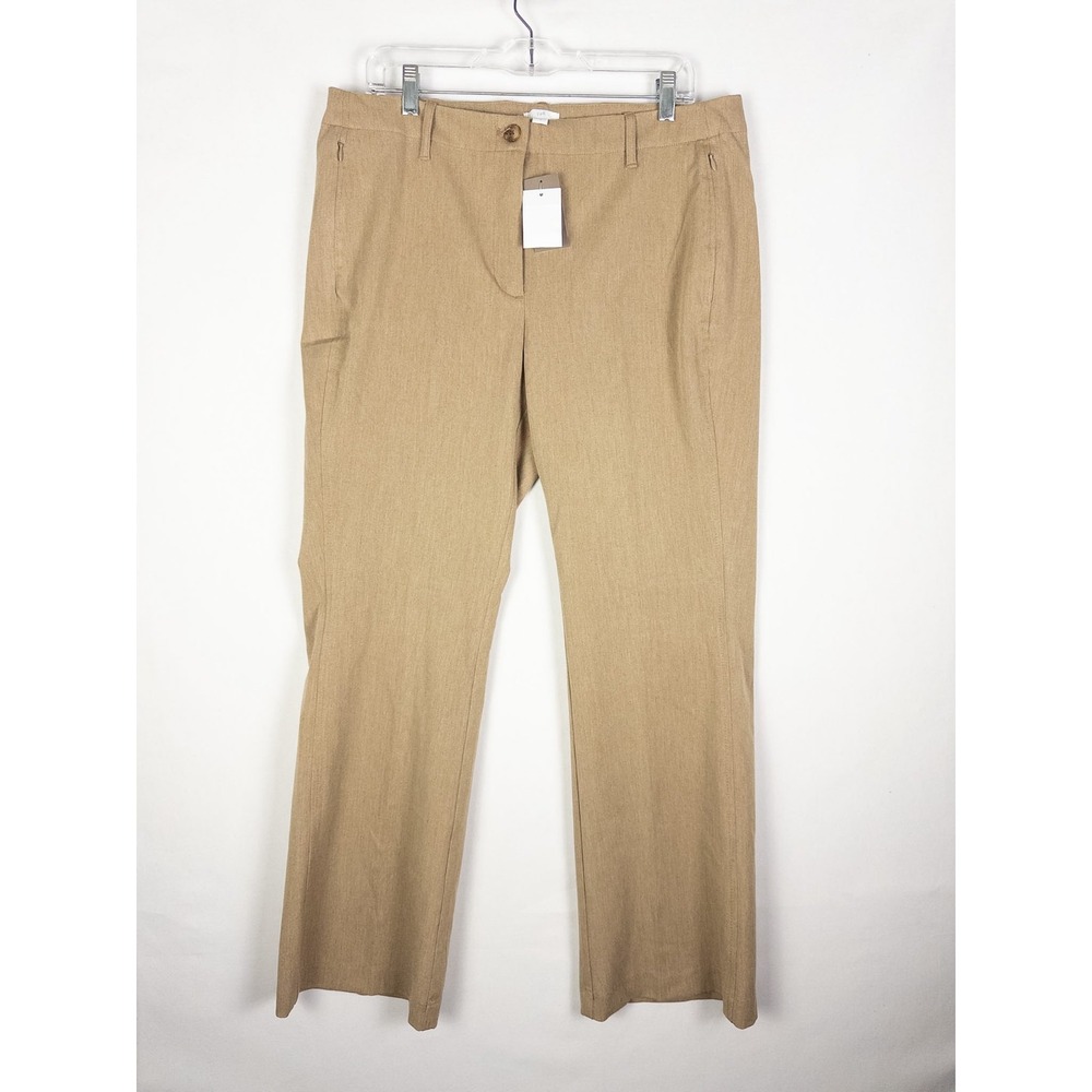 J Jill Womens 14 Tan Neutral Heather Wide Leg Trouser Pants Stretch NWT $99